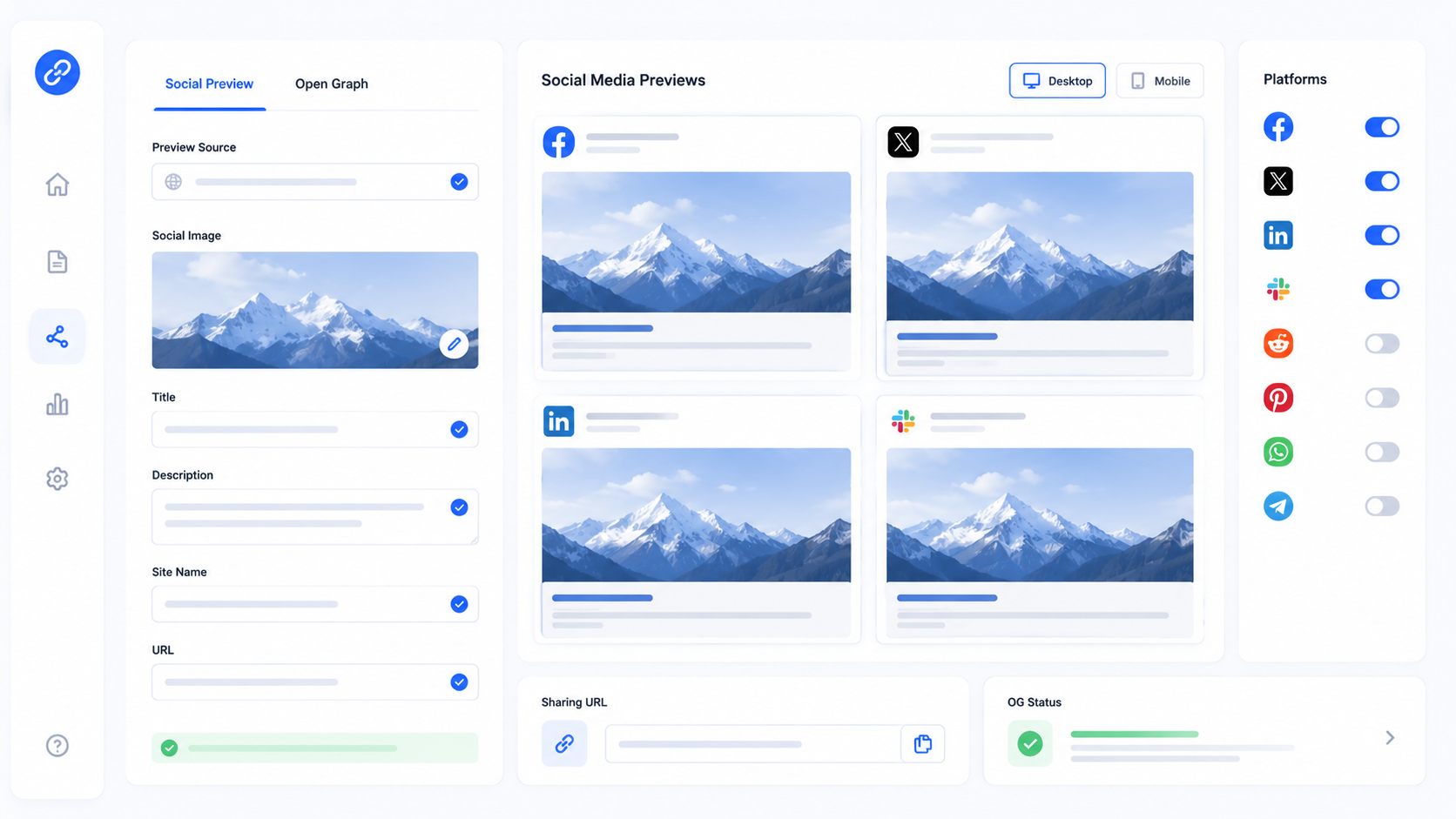 Open Graph tags for social media sharing